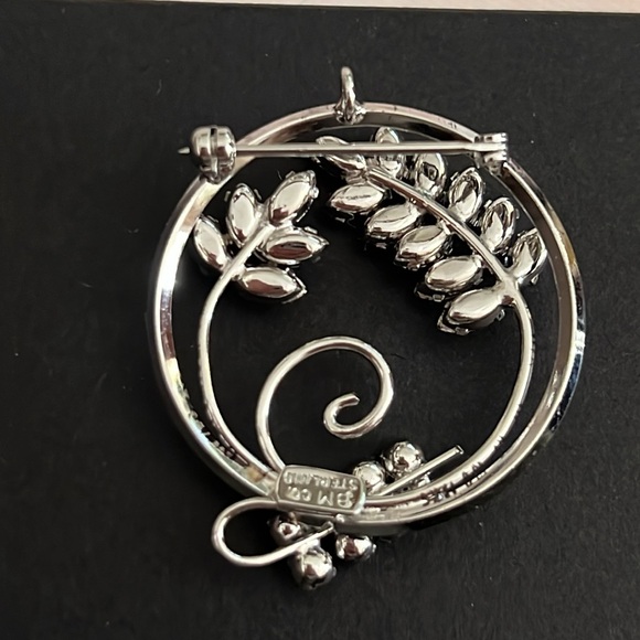 Sterling ART DECO 925 RHINESTONE BROOCH/PENDANT - Picture 4 of 9